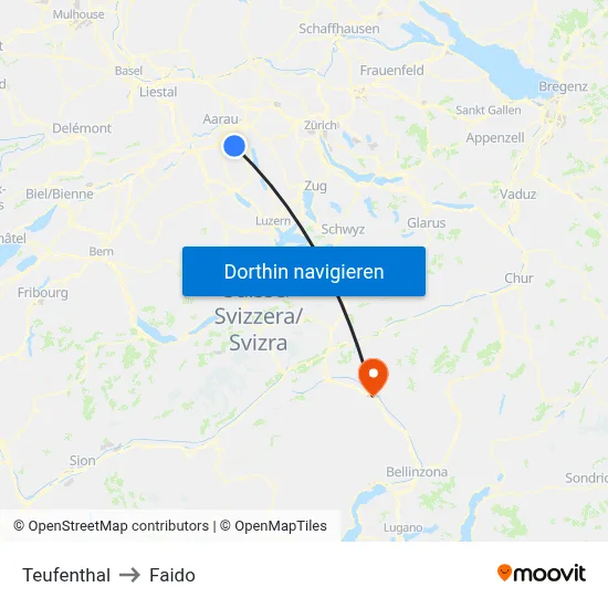 Teufenthal to Faido map