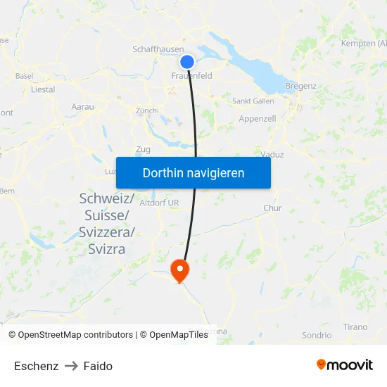 Eschenz to Faido map