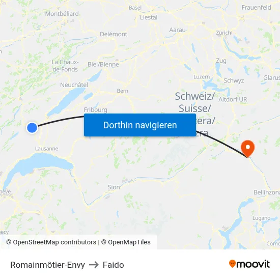 Romainmôtier-Envy to Faido map