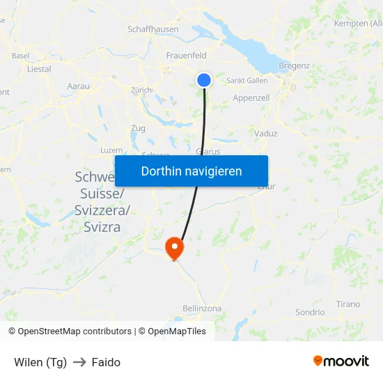 Wilen (Tg) to Faido map