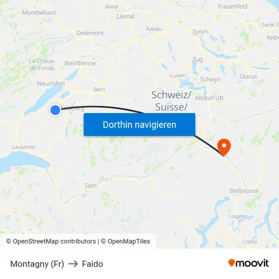 Montagny (Fr) to Faido map