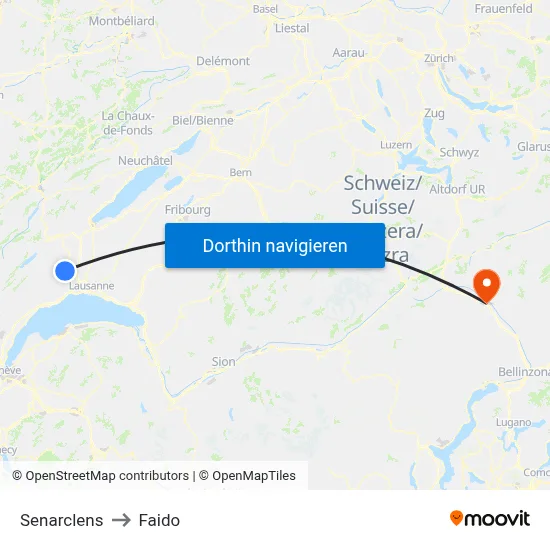 Senarclens to Faido map
