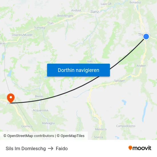 Sils Im Domleschg to Faido map