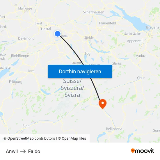 Anwil to Faido map
