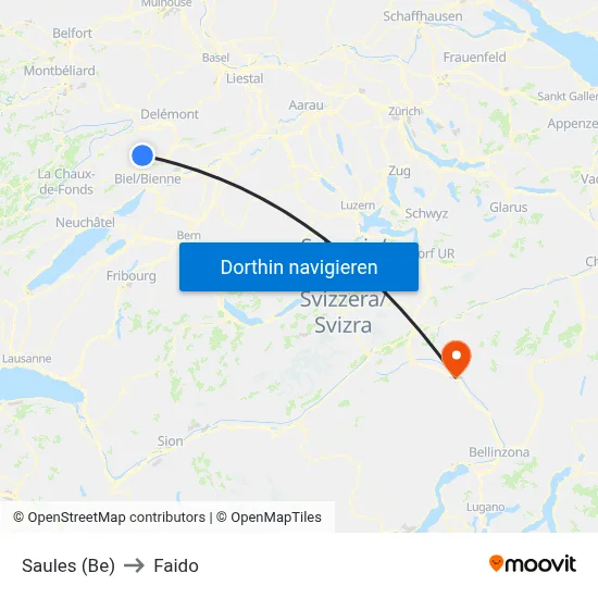 Saules (Be) to Faido map