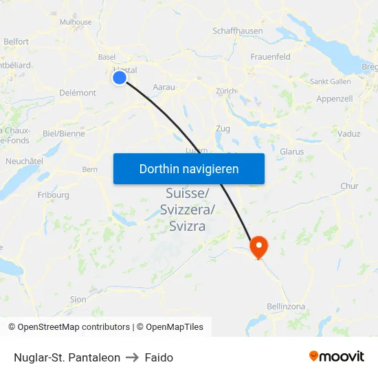 Nuglar-St. Pantaleon to Faido map