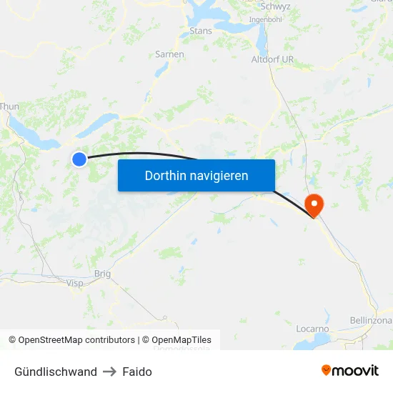Gündlischwand to Faido map