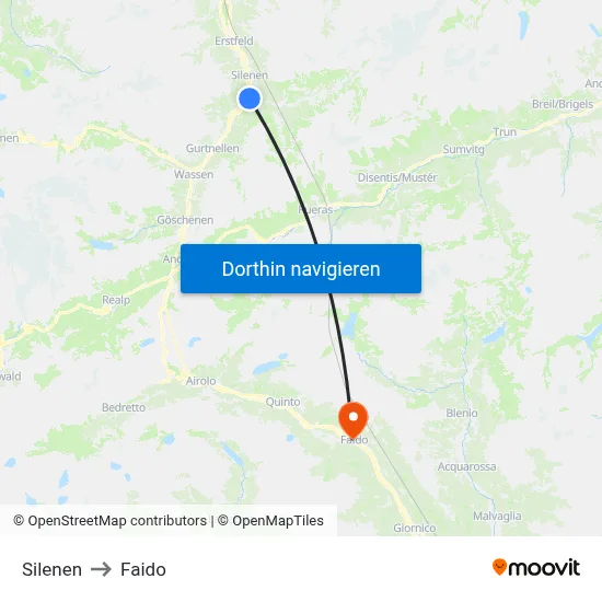 Silenen to Faido map