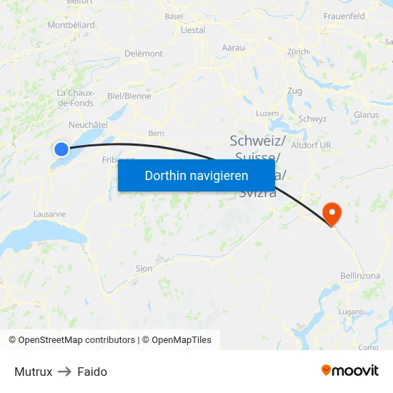 Mutrux to Faido map