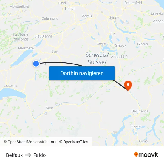 Belfaux to Faido map