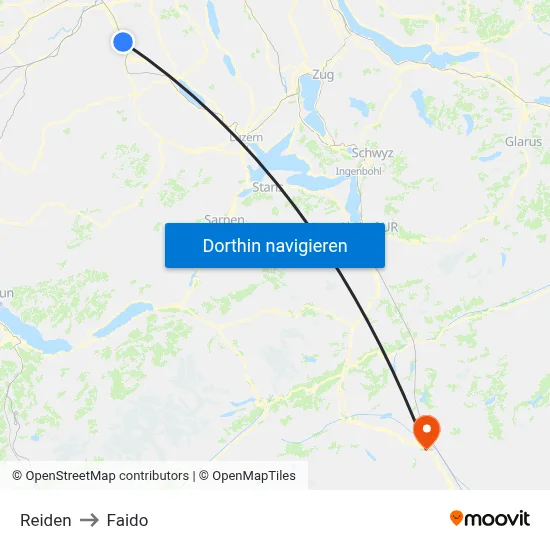 Reiden to Faido map