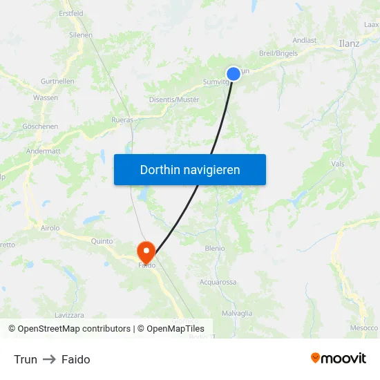 Trun to Faido map