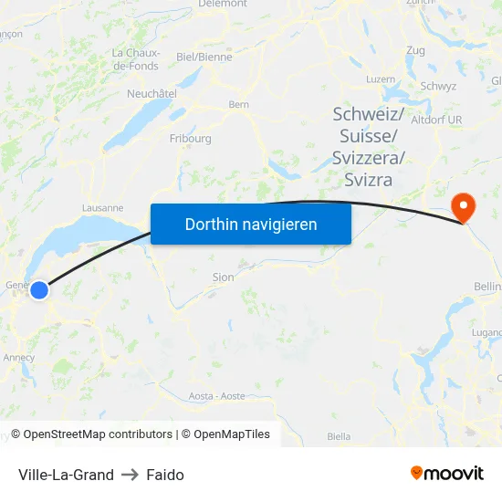 Ville-La-Grand to Faido map