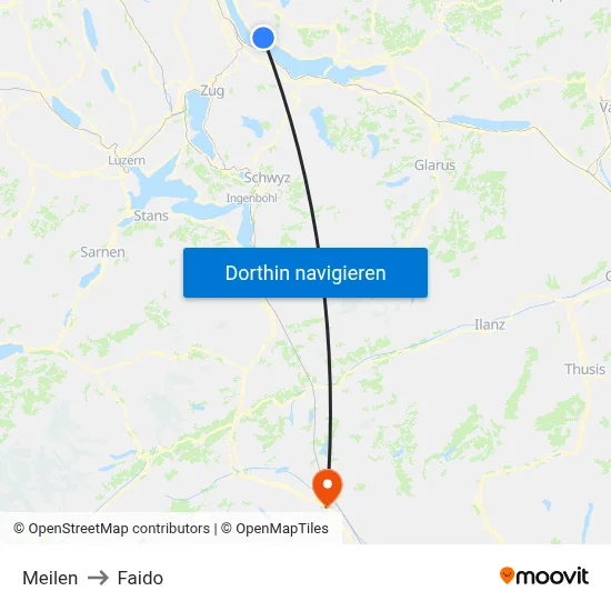 Meilen to Faido map