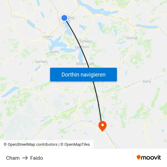 Cham to Faido map