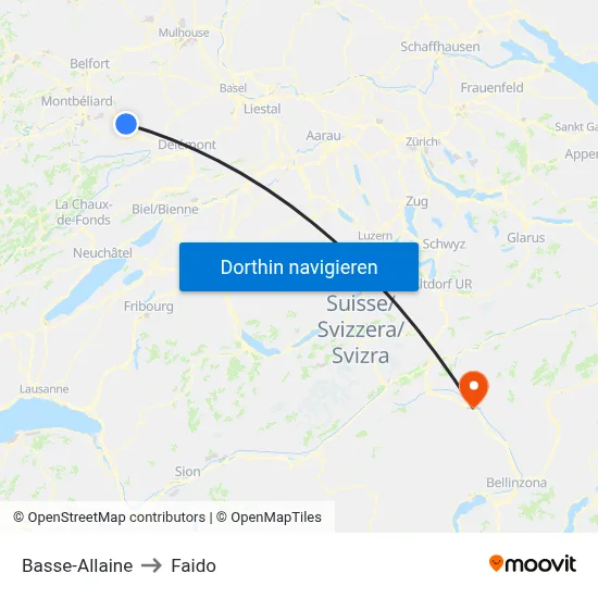 Basse-Allaine to Faido map