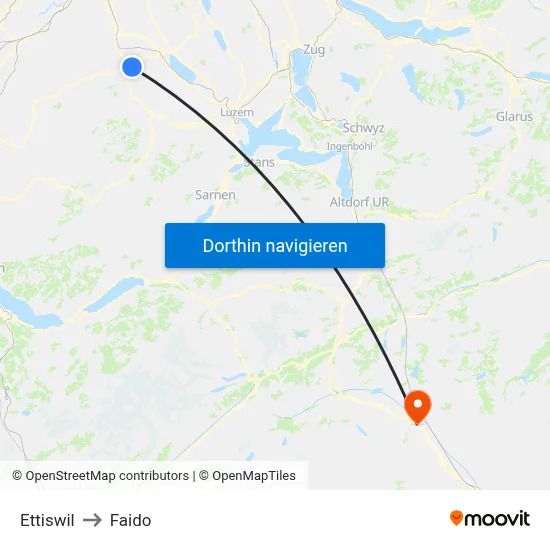 Ettiswil to Faido map