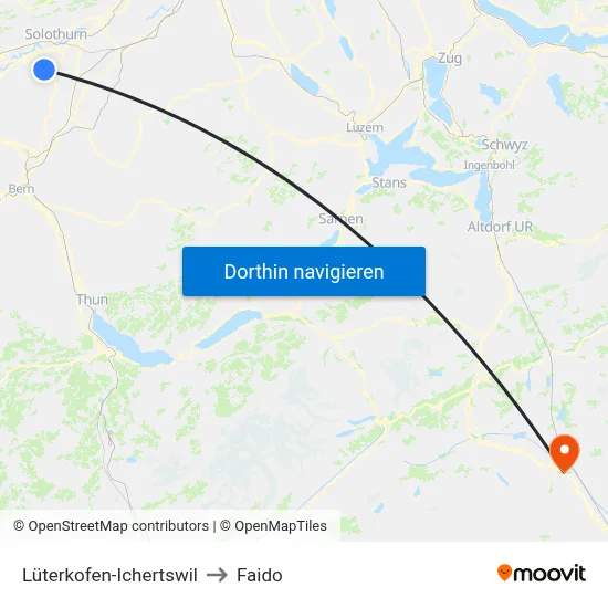 Lüterkofen-Ichertswil to Faido map