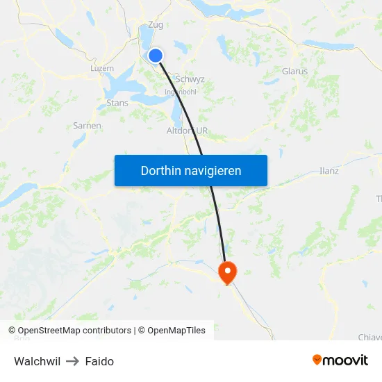 Walchwil to Faido map