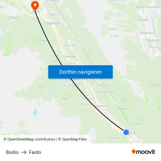 Bodio to Faido map