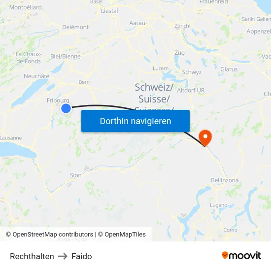 Rechthalten to Faido map