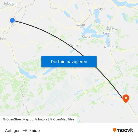 Aefligen to Faido map