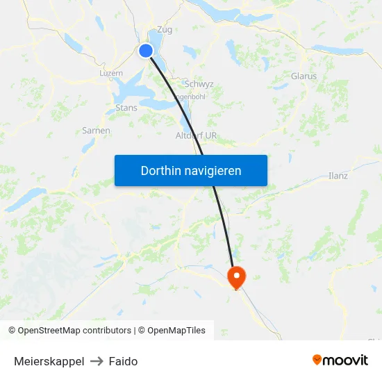 Meierskappel to Faido map