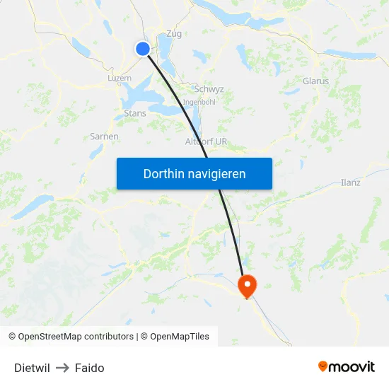 Dietwil to Faido map