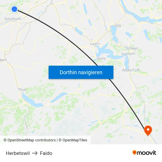 Herbetswil to Faido map
