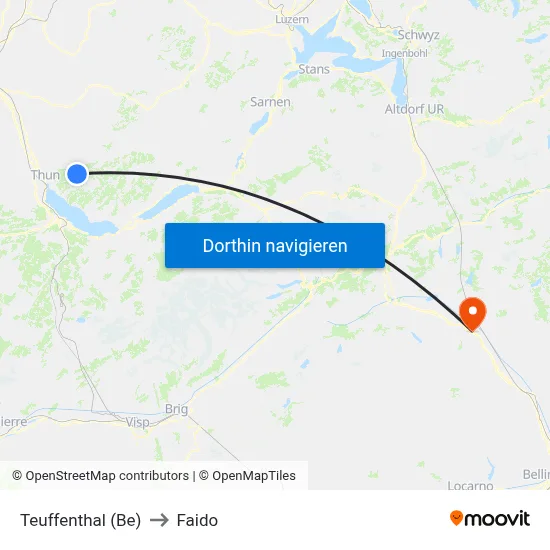 Teuffenthal (Be) to Faido map