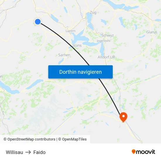 Willisau to Faido map