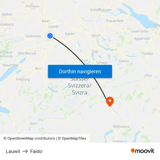 Lauwil to Faido map