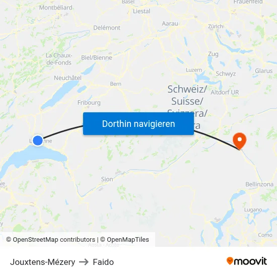Jouxtens-Mézery to Faido map