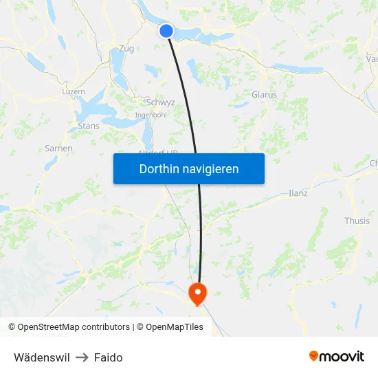 Wädenswil to Faido map