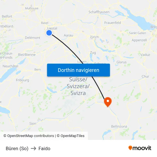 Büren (So) to Faido map