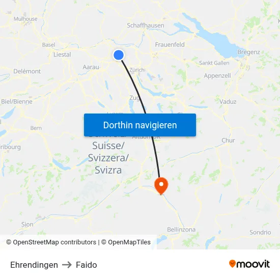 Ehrendingen to Faido map