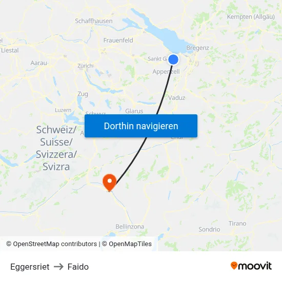 Eggersriet to Faido map