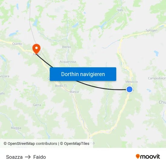 Soazza to Faido map