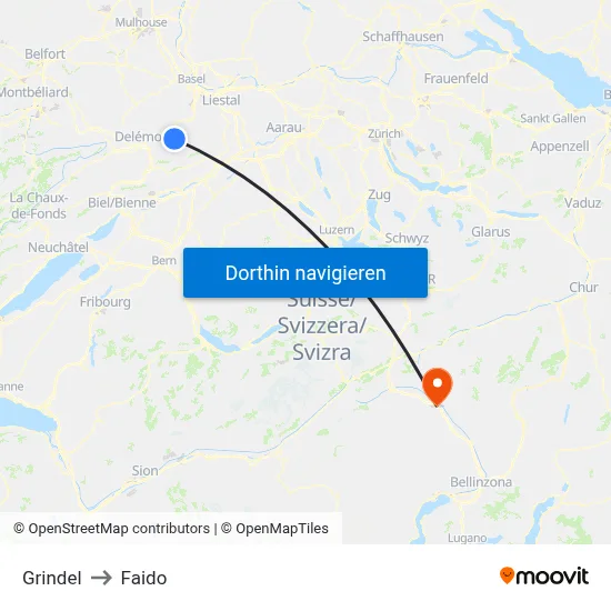 Grindel to Faido map