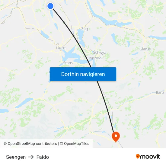 Seengen to Faido map