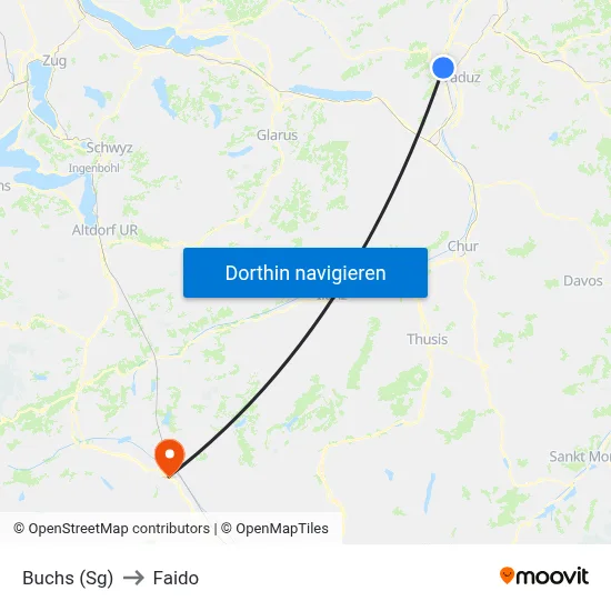 Buchs (Sg) to Faido map