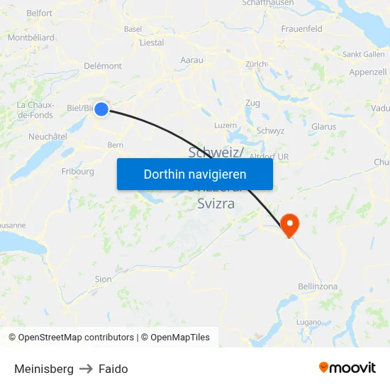 Meinisberg to Faido map
