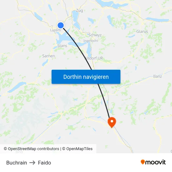 Buchrain to Faido map