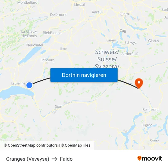 Granges (Veveyse) to Faido map