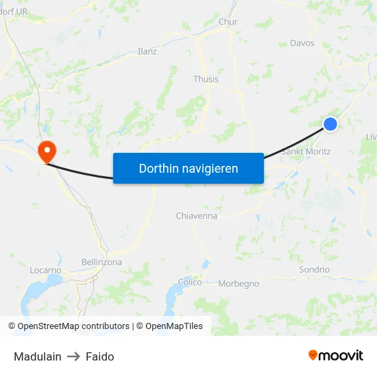 Madulain to Faido map