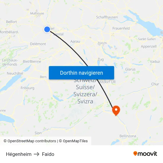 Hégenheim to Faido map