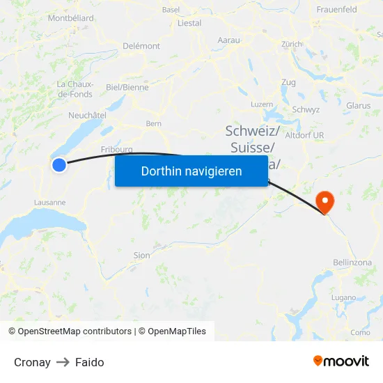 Cronay to Faido map