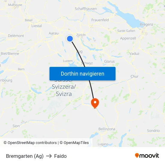 Bremgarten (Ag) to Faido map