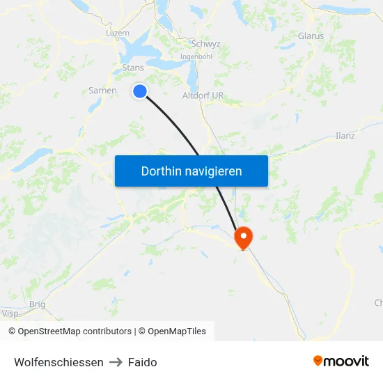 Wolfenschiessen to Faido map
