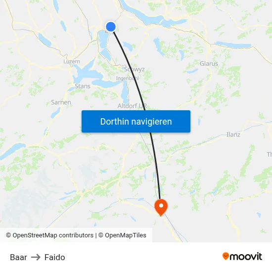 Baar to Faido map